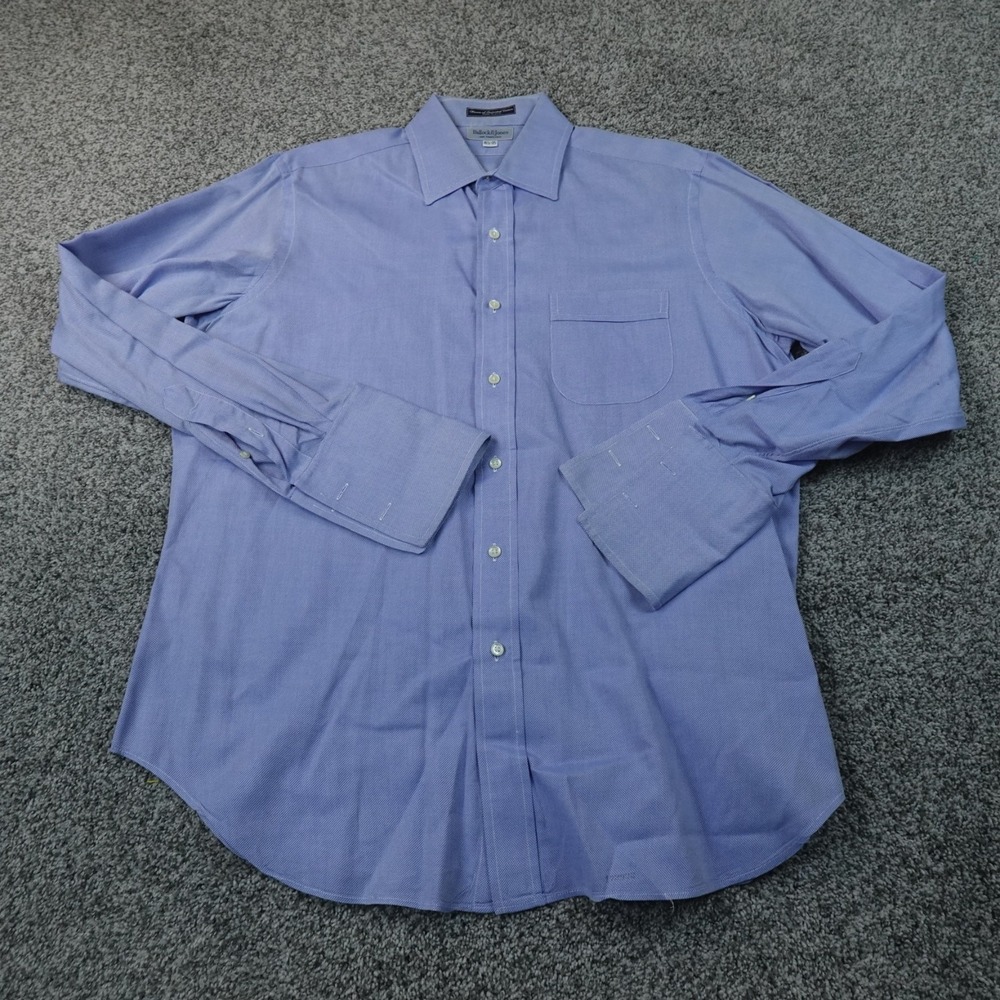 VTG Bullock Jones Shirt Mens 16.5 35 Blue Long Sleeve Dress Button Up Casual USA